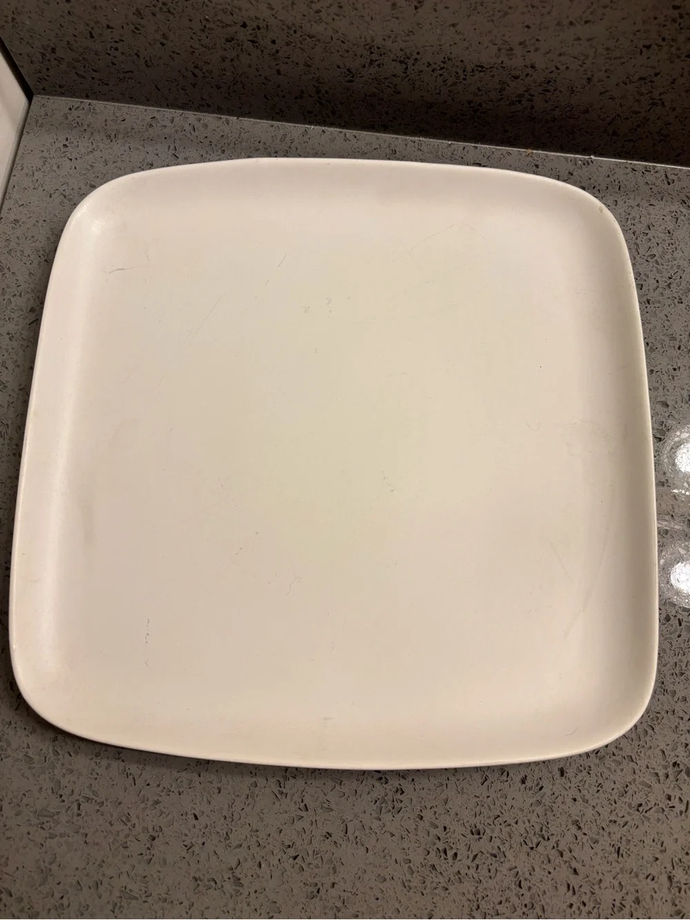 CB2 White Square Stoneware serving plates4 total.